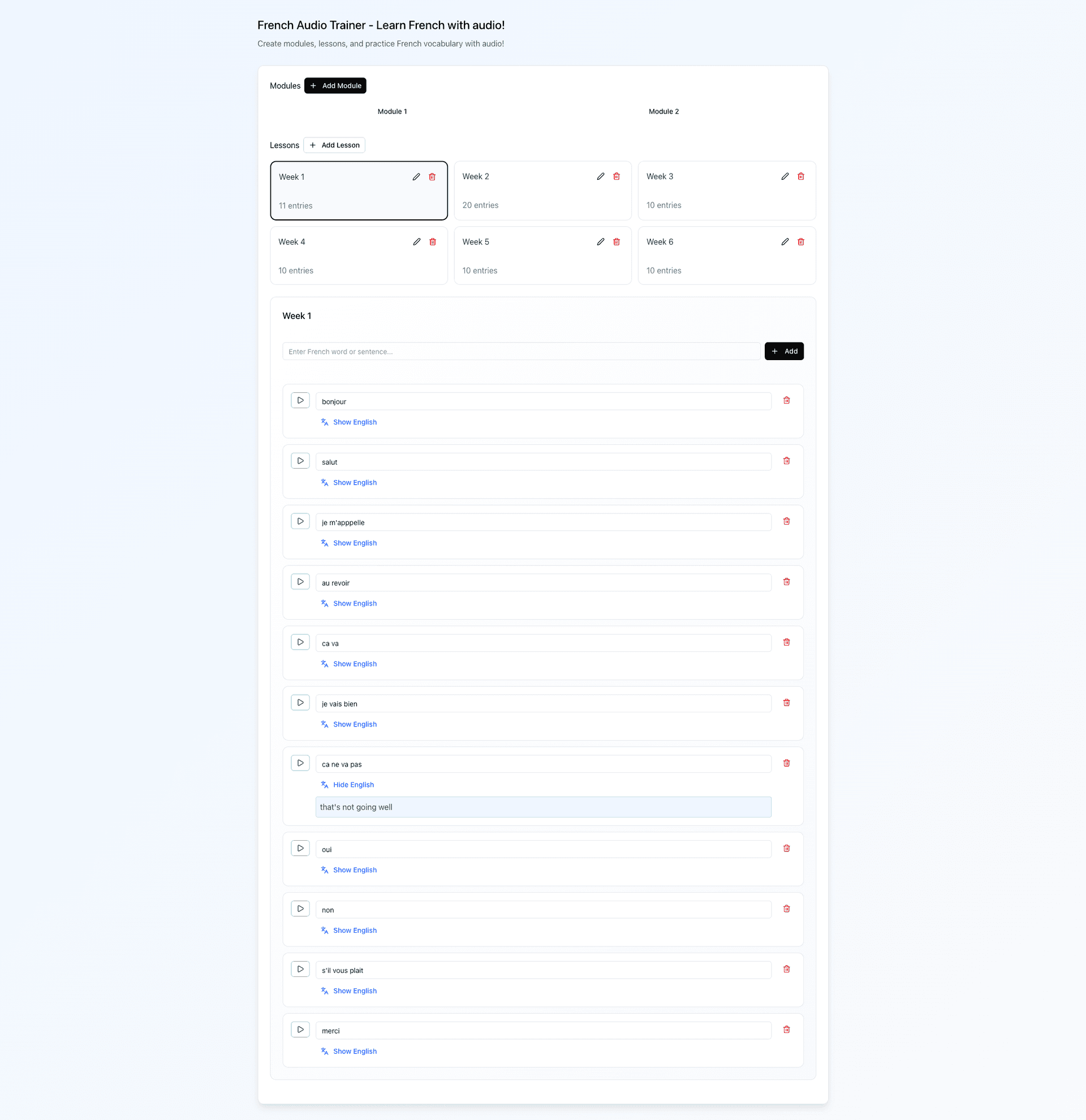 French Learning App Project